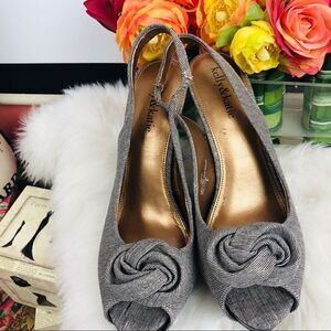 Kelly & Katie Gray  floral accent heels peep toe‎